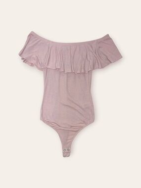 Express Ribbed Off the Shoulder Mauve Pink Bodysuit Size XS